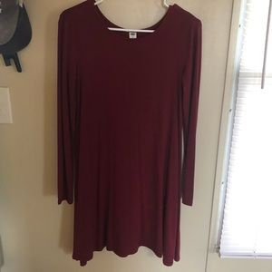 Maroon long sleeved swing dress